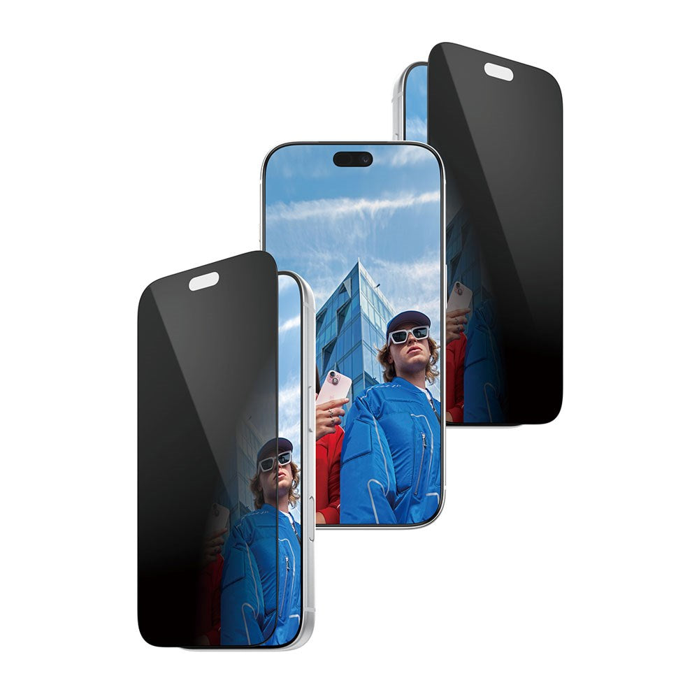 iPhone 18 Pro PanzerGlass Skjermbeskyttelsesglass - Ultra Wide Fit med EasyAligner - Privacy - Gjennomsiktig