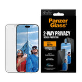 iPhone 18 Pro PanzerGlass Skjermbeskyttelsesglass - Ultra Wide Fit med EasyAligner - Privacy - Gjennomsiktig