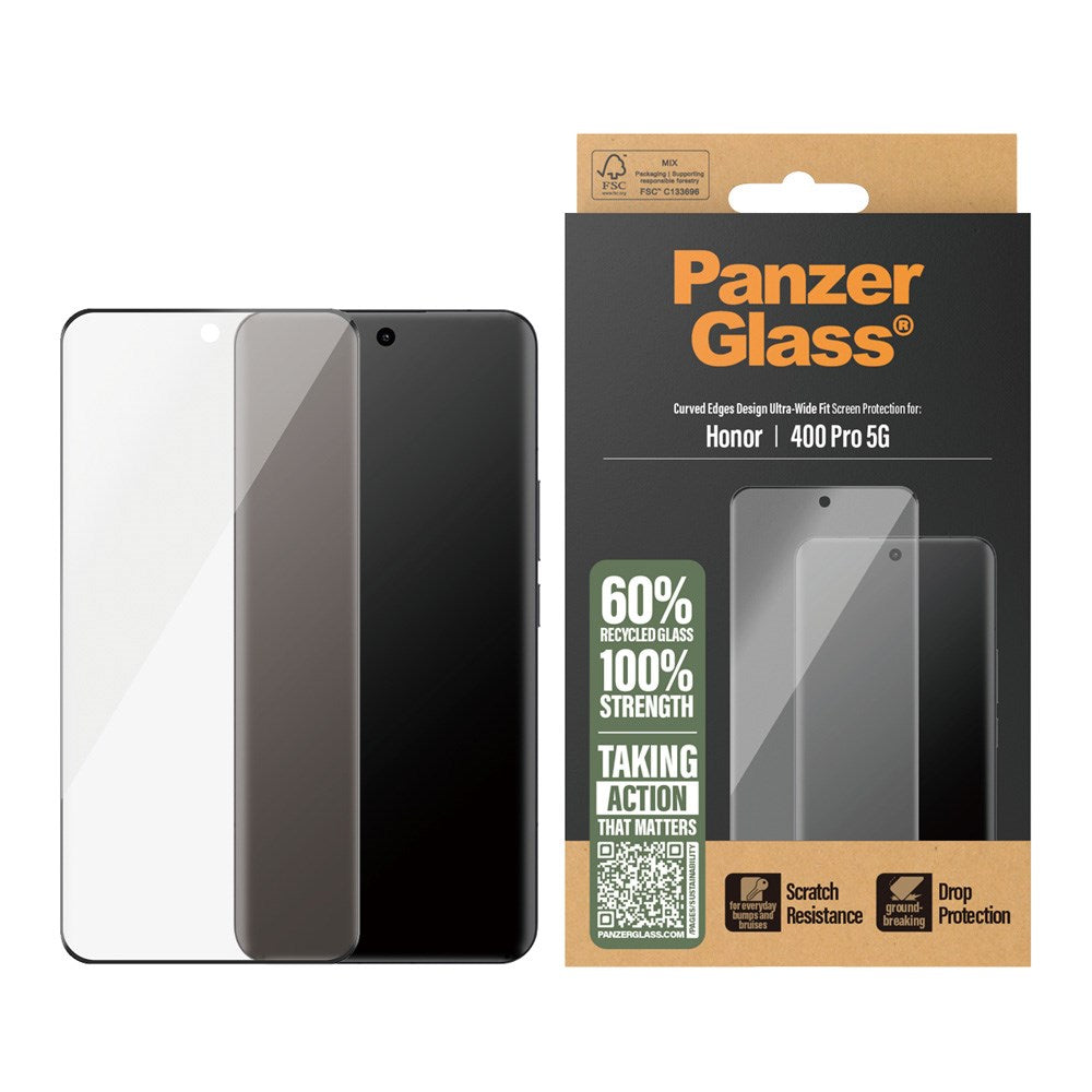 PanzerGlass Honor 400 Pro Ultra-Wide Fit Skjermbeskyttelsesglass - Gjennomsiktig / Svart Kant