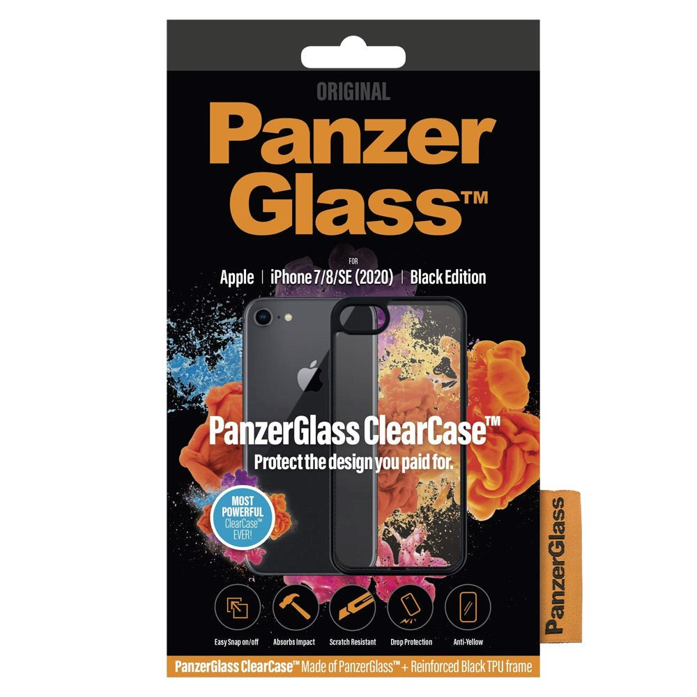 iPhone SE (2022 / 2020) / 8 / 7 / 6 / 6s PanzerGlass ClearCase Deksel m. Svarte Kanter