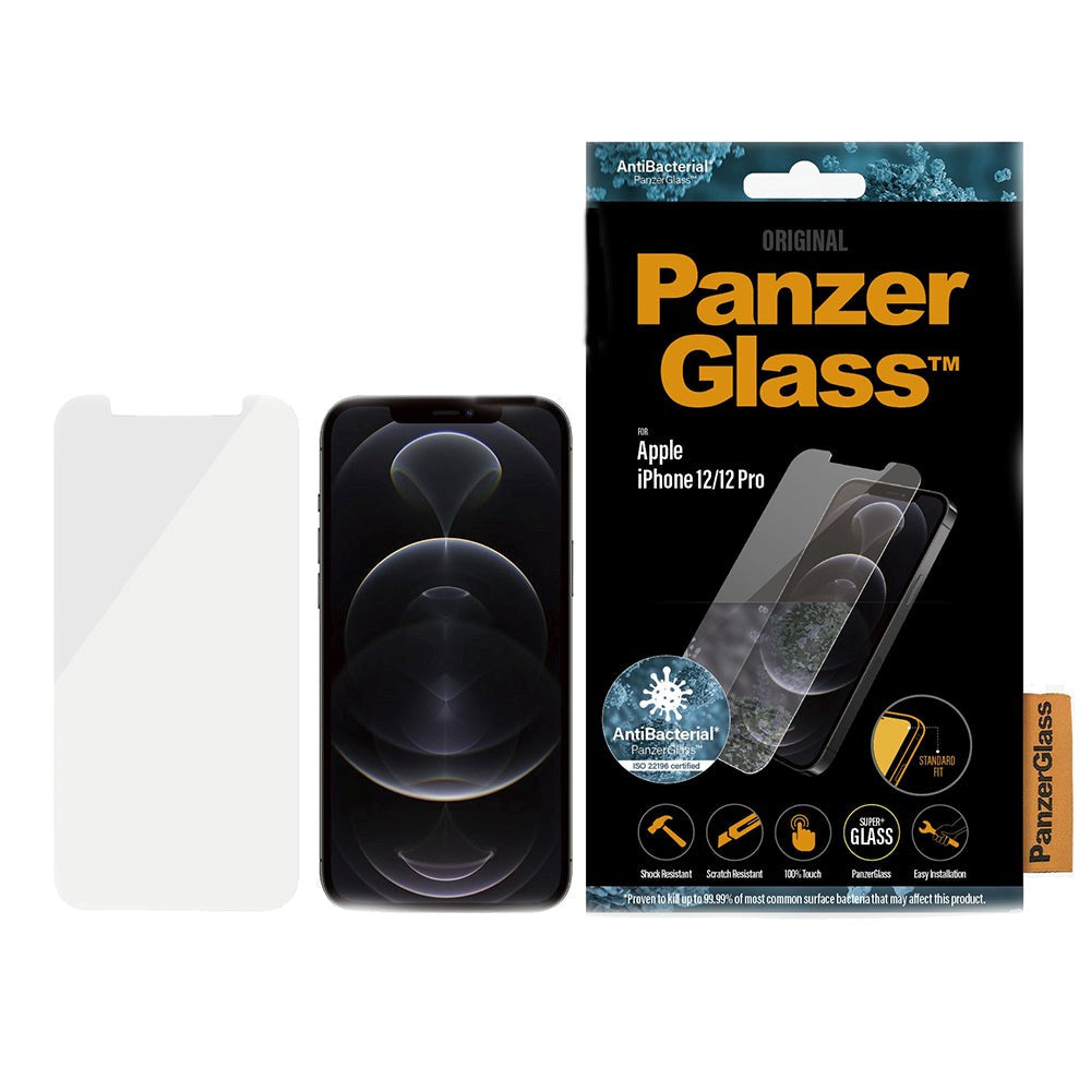 iPhone 12 / 12 Pro PanzerGlass Antibakteriell Standard Fit Skjermbeskytter - Gjennomsiktig