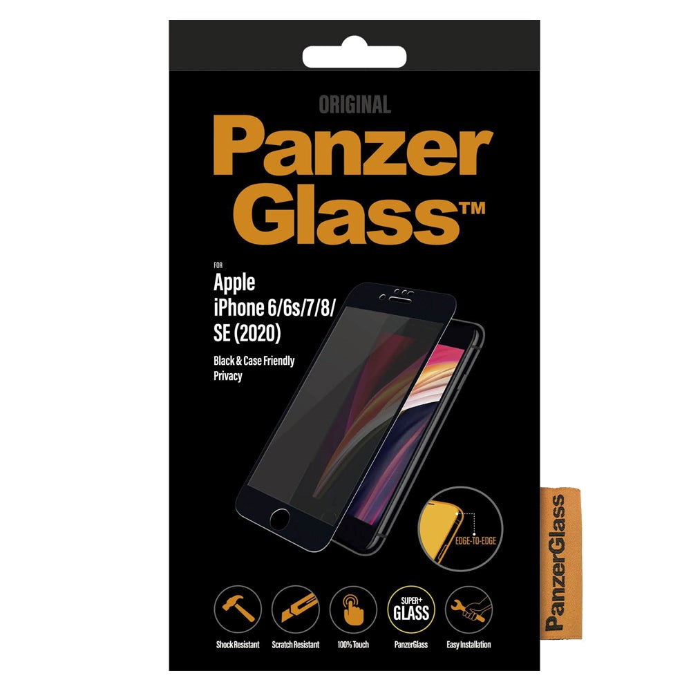 iPhone SE (2022 / 2020) / 8 / 7 / 6 / 6s PanzerGlass Case Friendly Skjermbeskytter - Privacy - Svart