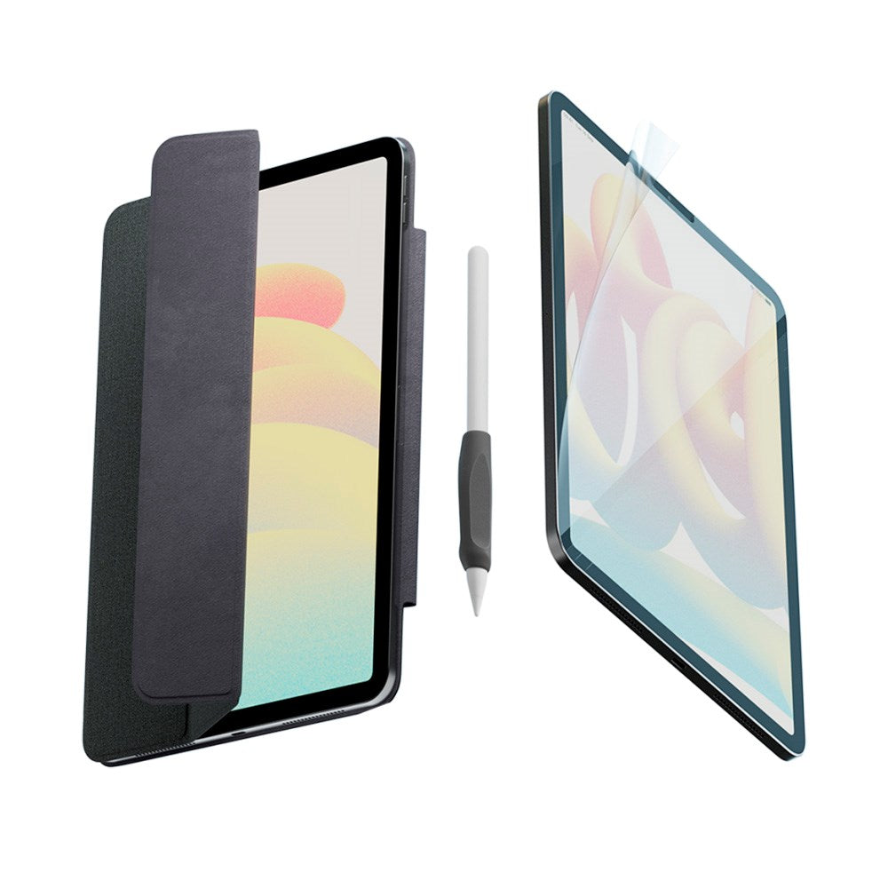 iPad Air (2022 / 2020) / Pro 11 (2022 / 2021 / 2020 / 2018) Paperlike+ Folio Bundle m. Flipcover, Skjermbeskytter & Stylus Pen Greb - Svart / Gjennomsiktig