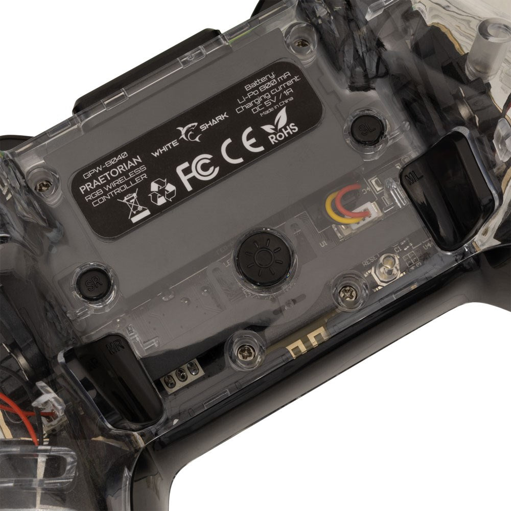 White Shark PRAETORIAN Multikompatibel Spillkonsoll med Bluetooth & Innebygd Lys - Svart / Gjennomsiktig