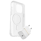 OtterBox iPhone 15 Pro Max Protection + Power Kit - MagSafe Deksel, Skjermbeskyttelse & 30W Vegglader - Gjennomsiktig / Hvit