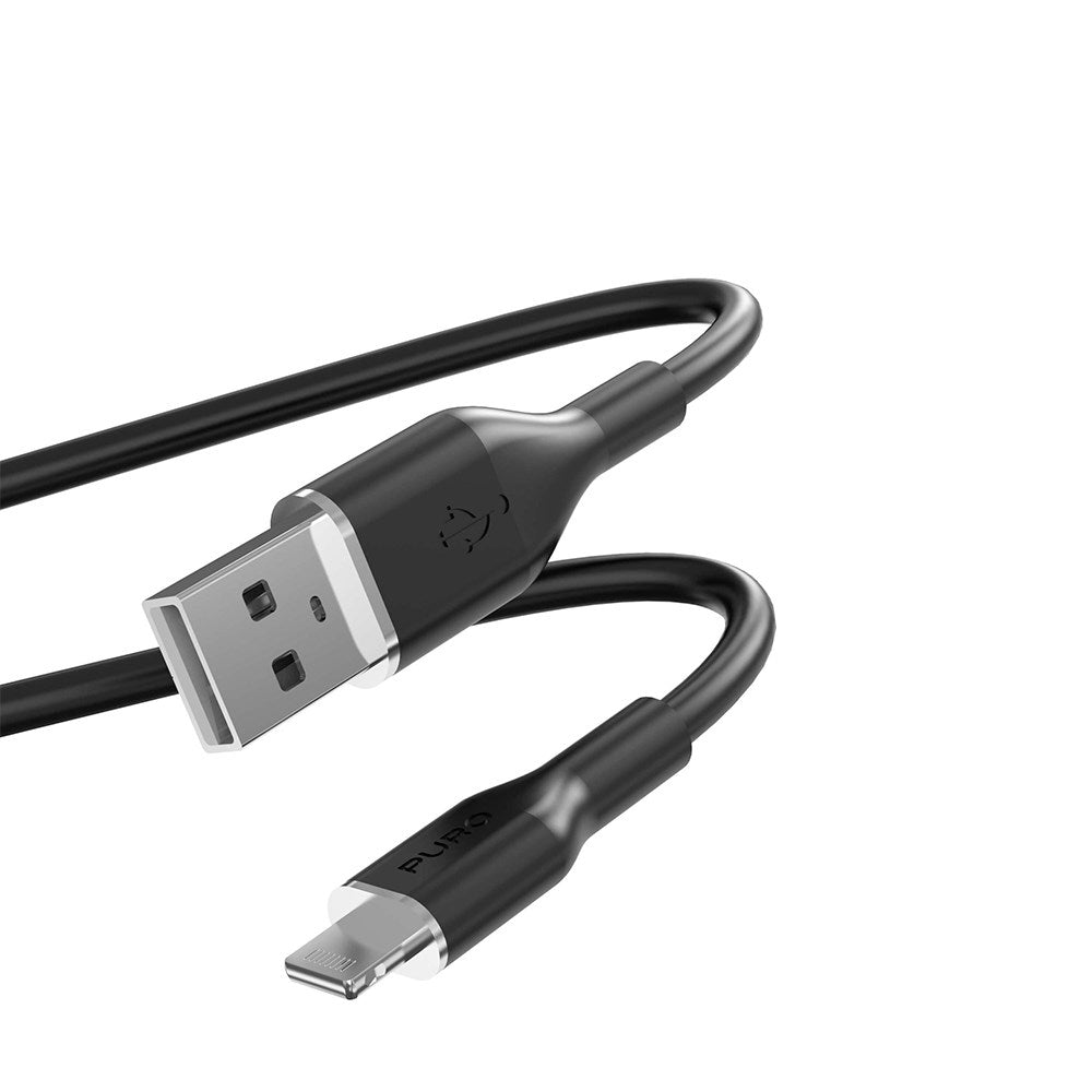 PURO Soft USB-A til Lightning Kabel 1.5m - Svart