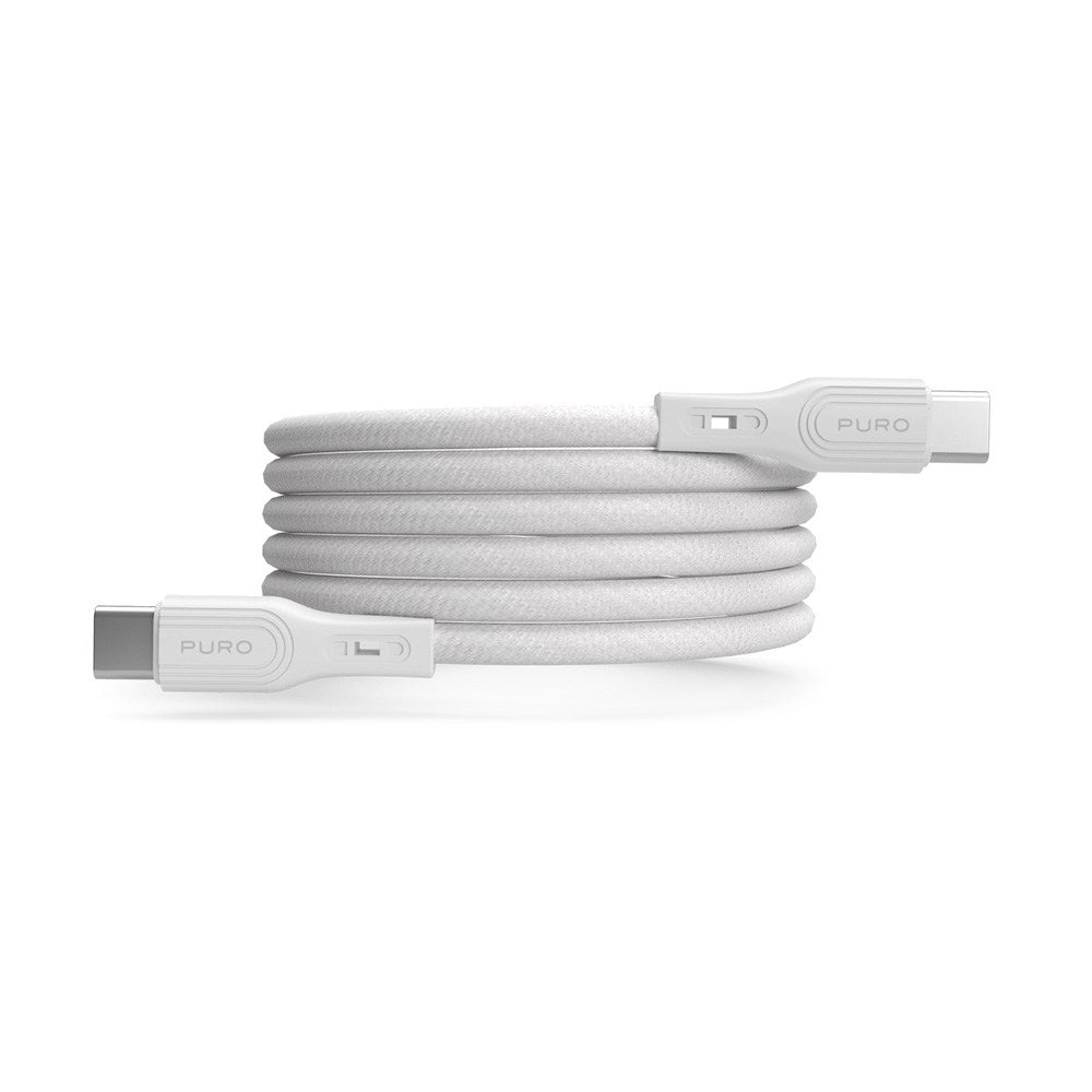 Puro Magnetisk USB-C til USB-C Kabel - 60W - 1m - Hvit