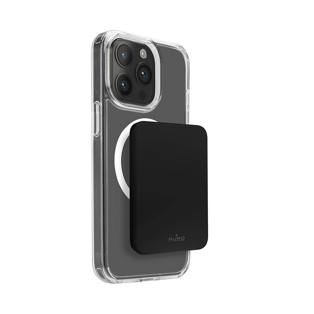 Puro Mini Power Mag 15W Magnetisk Power Bank 4200 mAh med USB-C Plugg - MagSafe Kompatibel - Svart