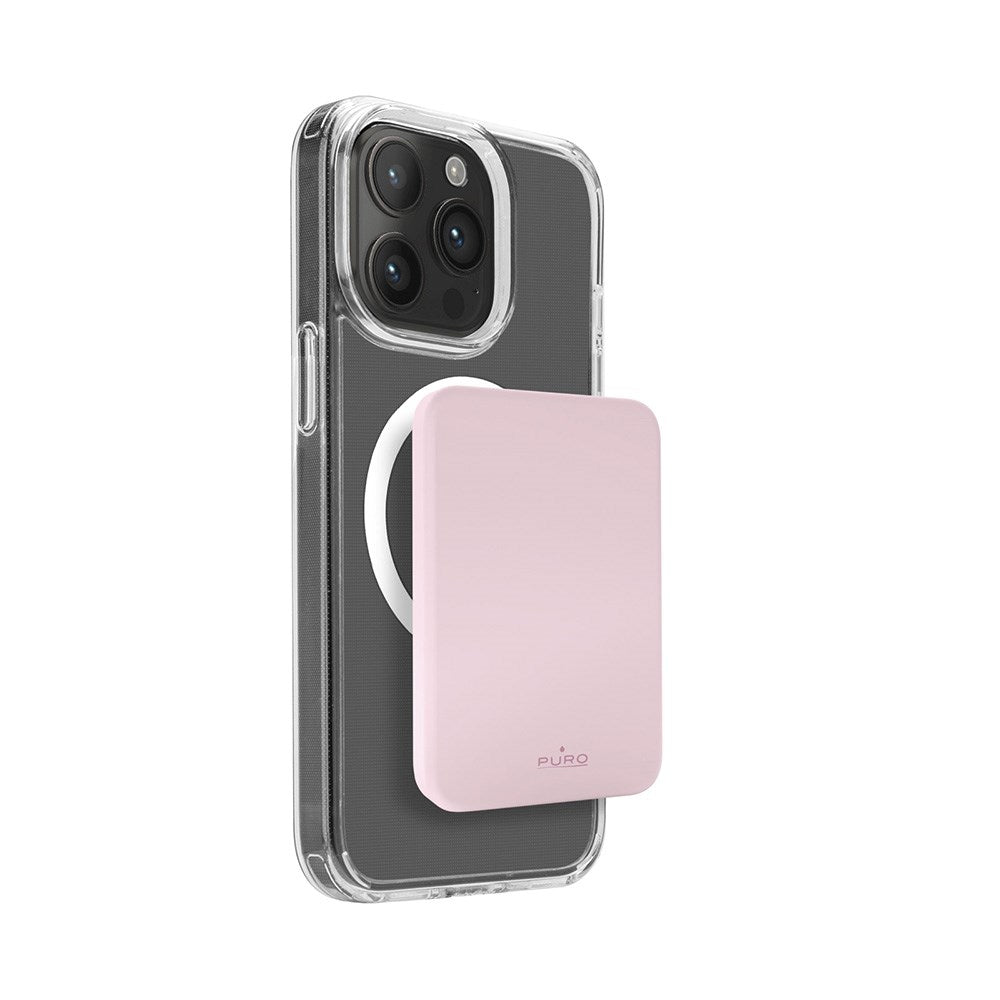 Puro Mini Power Mag 15W Magnetisk Power Bank 4200 mAh med USB-C Plugg - MagSafe Kompatibel - Rosa