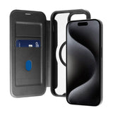 Puro Booklet Case Magsafe for iPhone 15 - Horisontal Flip + 2 Kortlommer - Svart