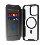 Puro Booklet Case Magsafe for iPhone 15 Pro - Horisontal Flip + 2 Kortlommer - Svart