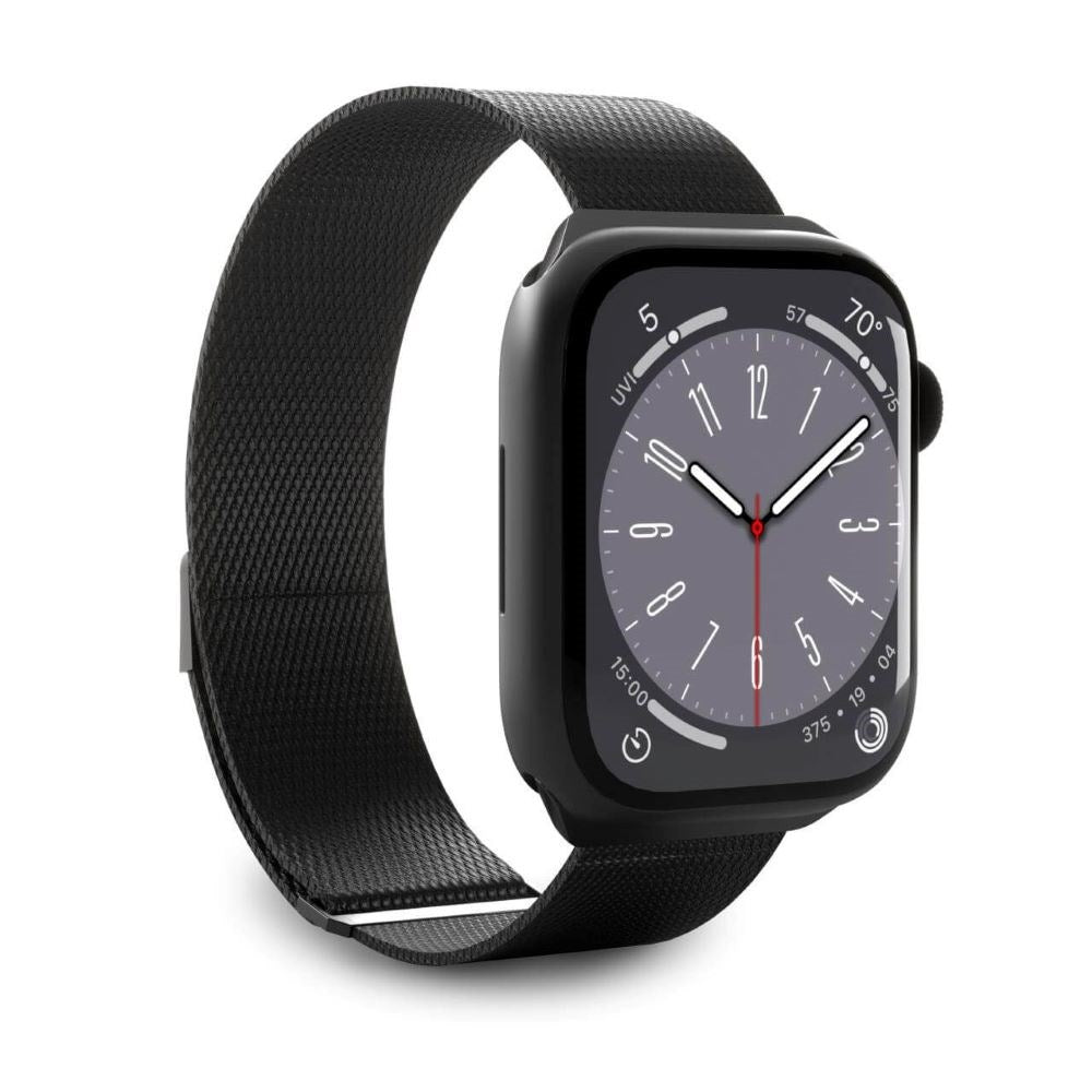 Apple Watch (38/40/SE/41/42mm) Puro MILANESE Rustfritt Stål Klokkerem - Svart