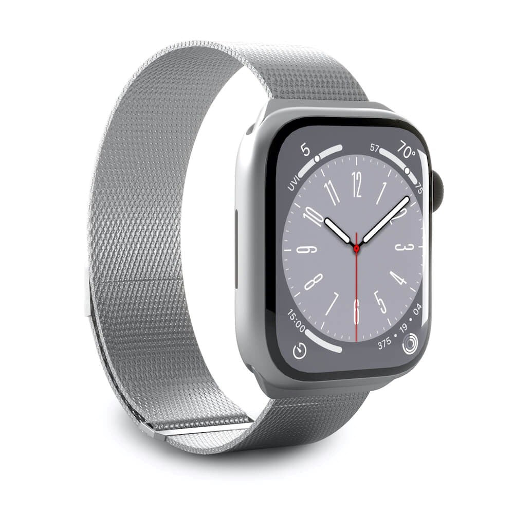 Apple Watch (42/44/SE/45/46/49mm) Puro MILANESE Rustfritt Stål Klokkerem - Titanium