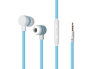 Puro Sport Stereo Flatcable Earphone - White/Blue