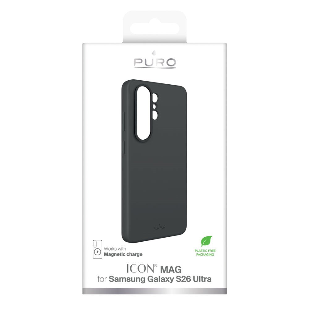 Samsung Galaxy S26 Ultra PURO ICON MAG Silikon Deksel - MagSafe Kompatibel - Svart