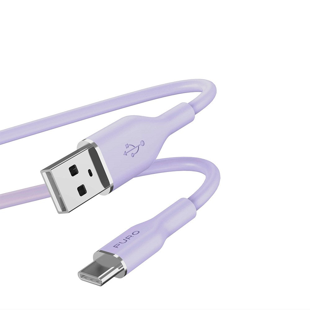 PURO Soft USB-A til USB-C Kabel 1.5m - Lilla