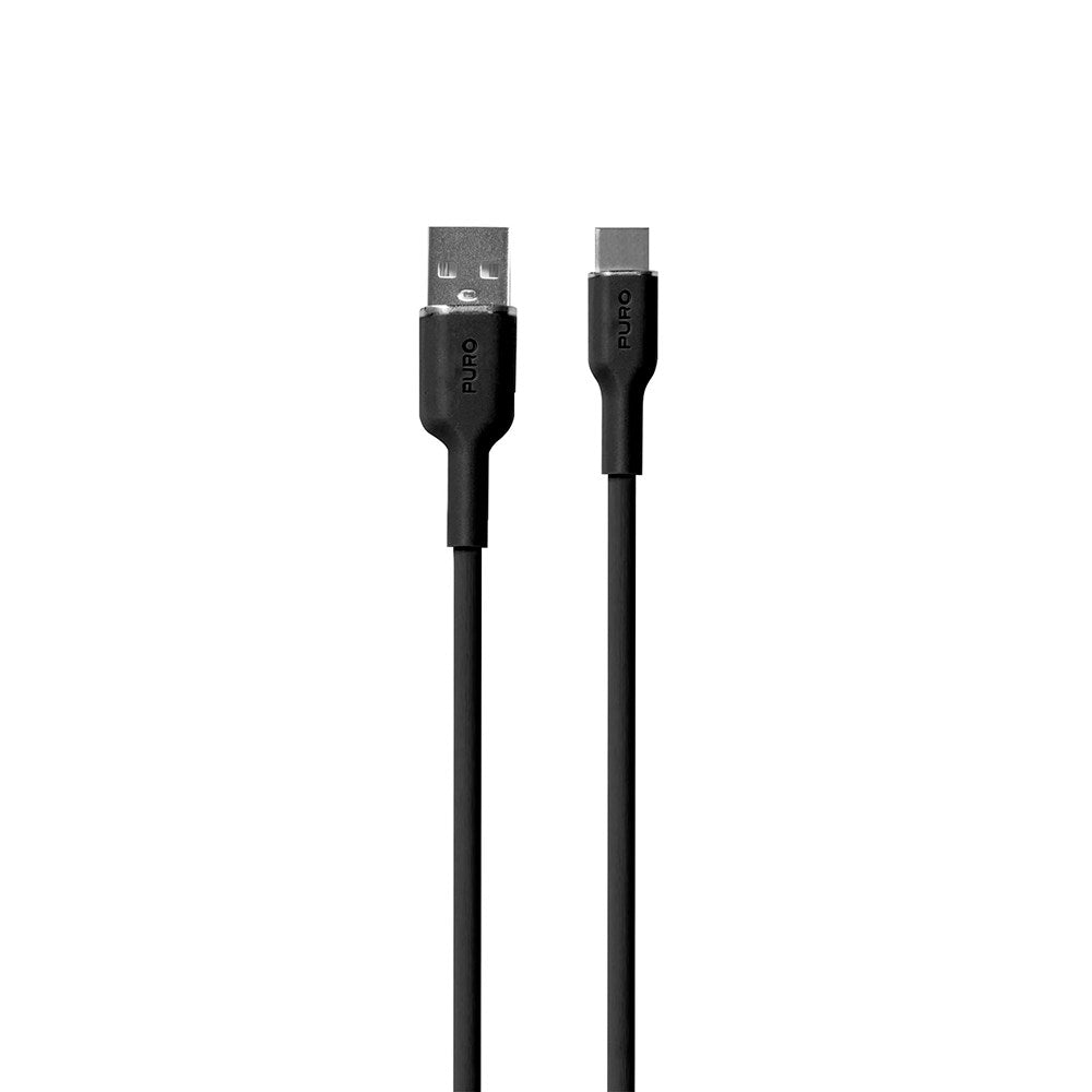 PURO Soft USB-A til USB-C Kabel 1.5m - Svart