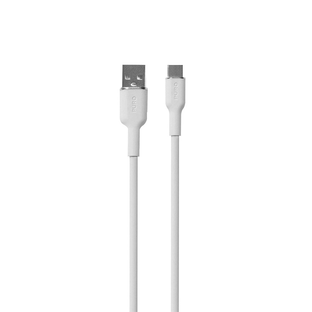 PURO Soft USB-A til USB-C Kabel 1.5m - Hvit