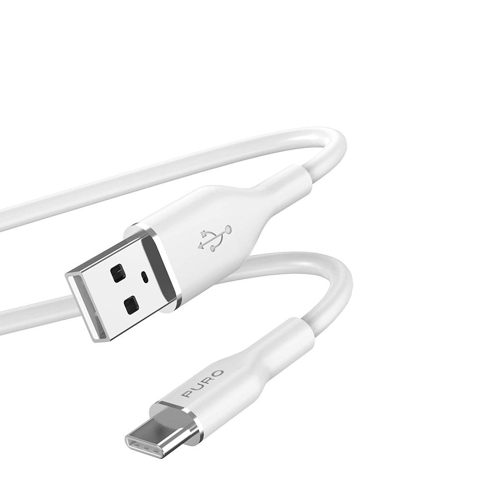 PURO Soft USB-A til USB-C Kabel 1.5m - Hvit