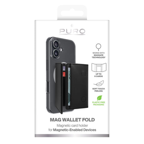 Puro Mag Wallet Fold Kortholder – MagSafe Kompatibel – Svart