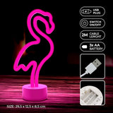 Forever Light Neon Dekorasjon med Fot LED - Rosa Lys med Flamingo