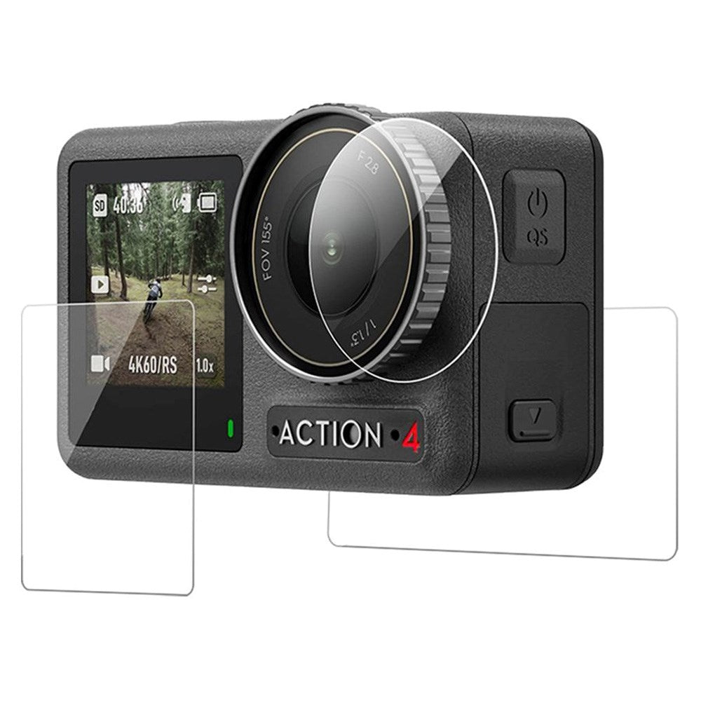 TELESIN DJI Osmo Action 3 / 4 Skjermbeskytter i Herdet Glass - Gjennomsiktig