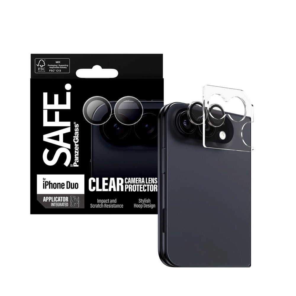 iPhone Duo Safe By PanzerGlass Kamerabeskyttelse - Resirkulert glass - Gjennomsiktig