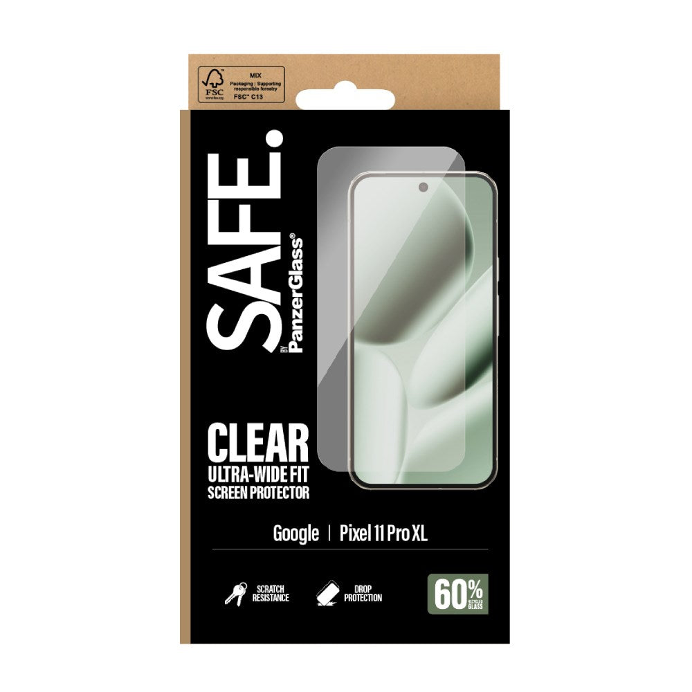 Google Pixel 11 Pro XL SAFE by PanzerGlass Ultra-Wide Fit Skjermbeskyttelsesglass med EasyAligner - Gjennomsiktig