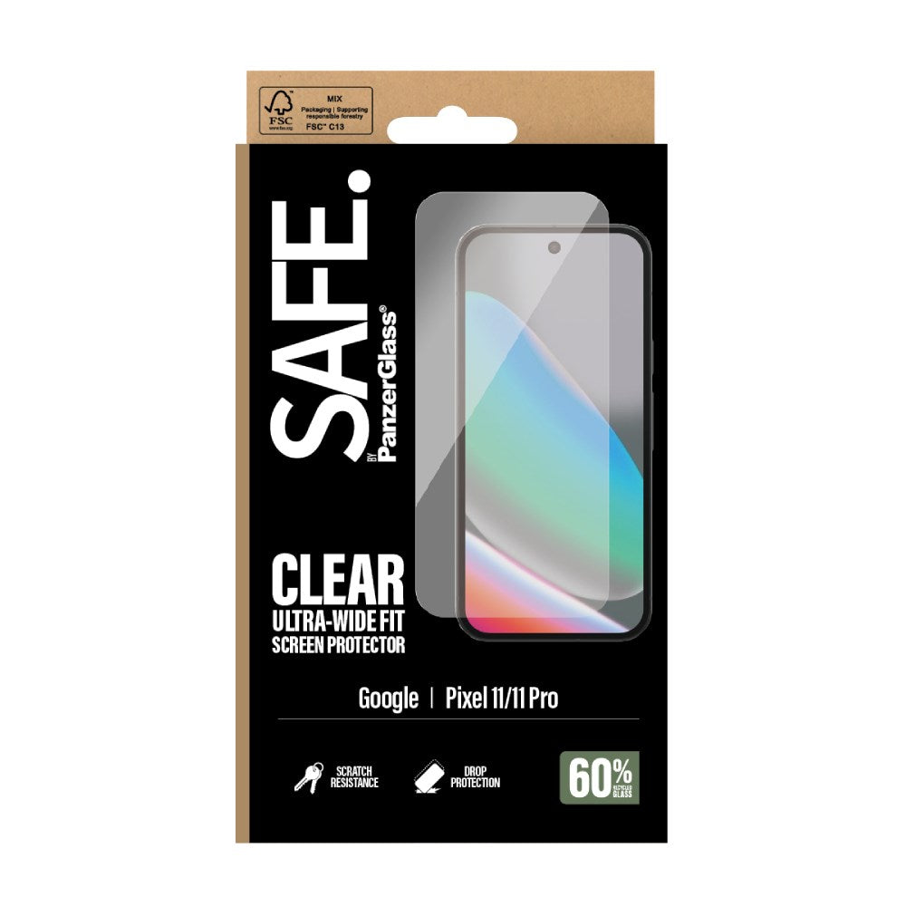 Google Pixel 11 / 11 Pro SAFE by PanzerGlass Ultra-Wide Fit Skjermbeskyttelsesglass med EasyAligner - Gjennomsiktig