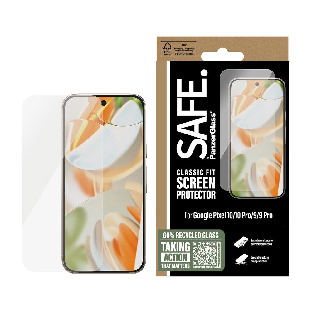 SAFE by PanzerGlass Google Pixel 10 / 10 Pro / 9 / 9 Pro Classic Fit Skjermbeskyttelsesglass - Gjennomsiktig
