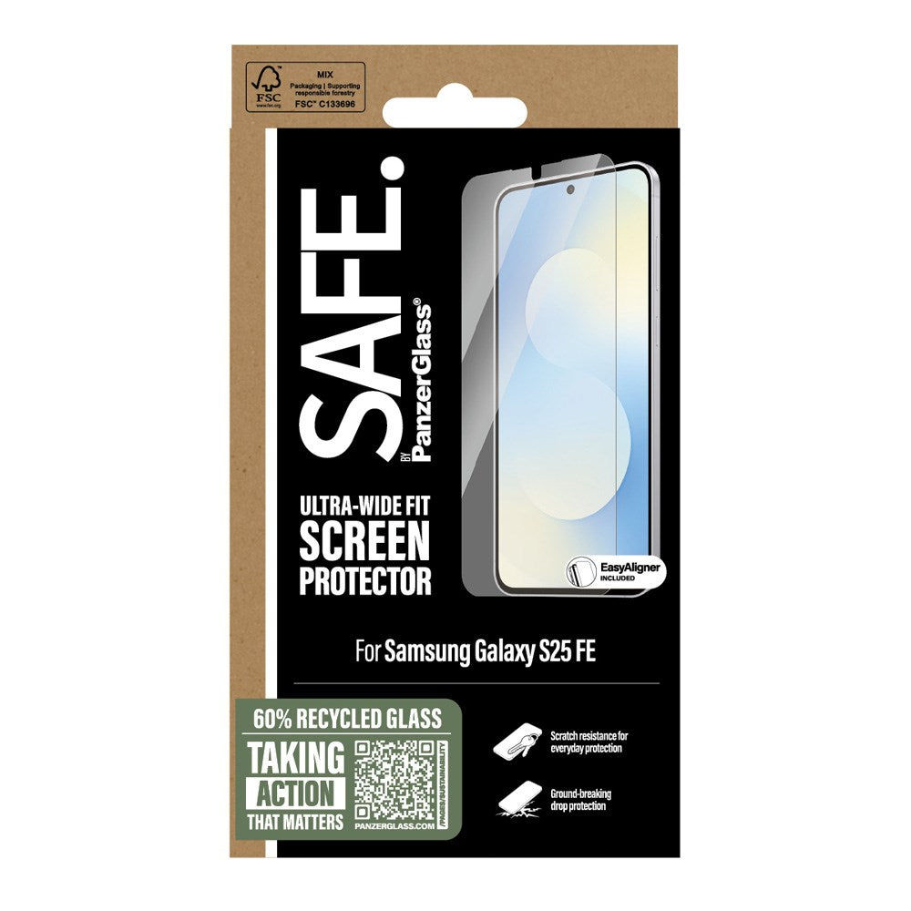 SAFE by PanzerGlass Samsung Galaxy S25 FE Ultra-Wide Fit Skjermbeskyttelsesglass - Gjennomsiktig