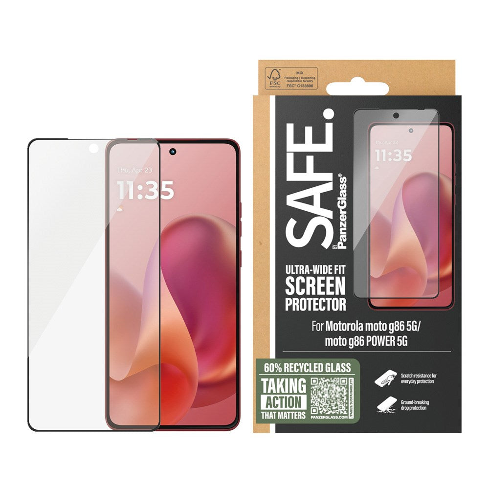 SAFE by PanzerGlass Motorola Moto G86 / G86 Power Ultra-Wide Fit Skjermbeskyttelsesglass - Gjennomsiktig