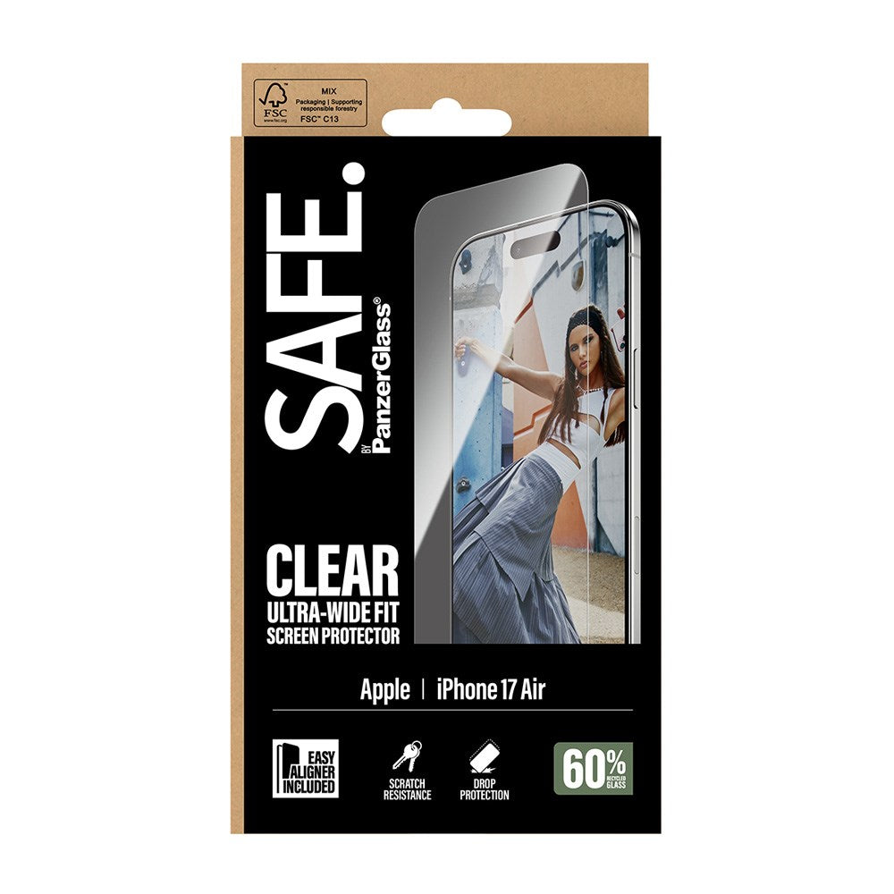 SAFE by PanzerGlass iPhone Air Ultra-Wide Fit Skjermbeskyttelsesglass - Gjennomsiktig