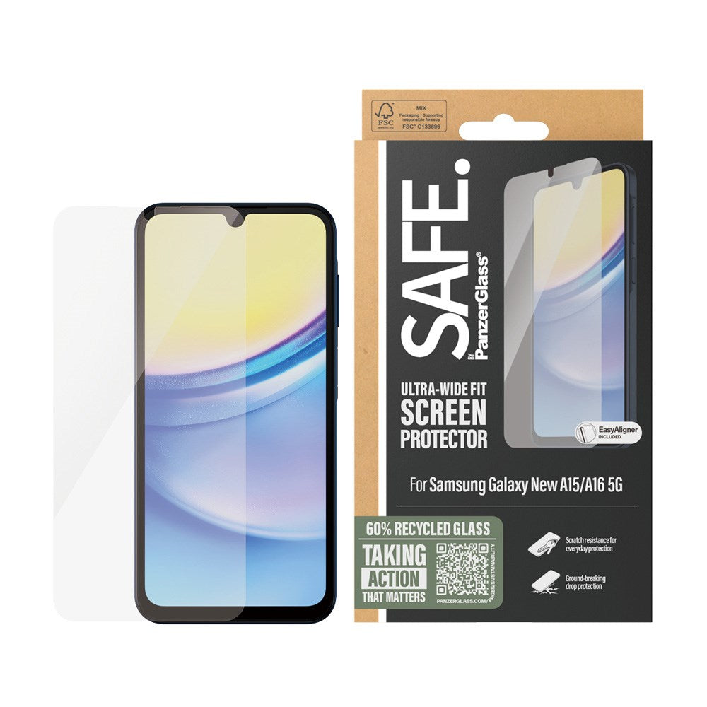 SAFE by PanzerGlass - Samsung Galaxy A16 Ultra-Wide Fit Skjermbeskyttelsesglass - Gjennomsiktig