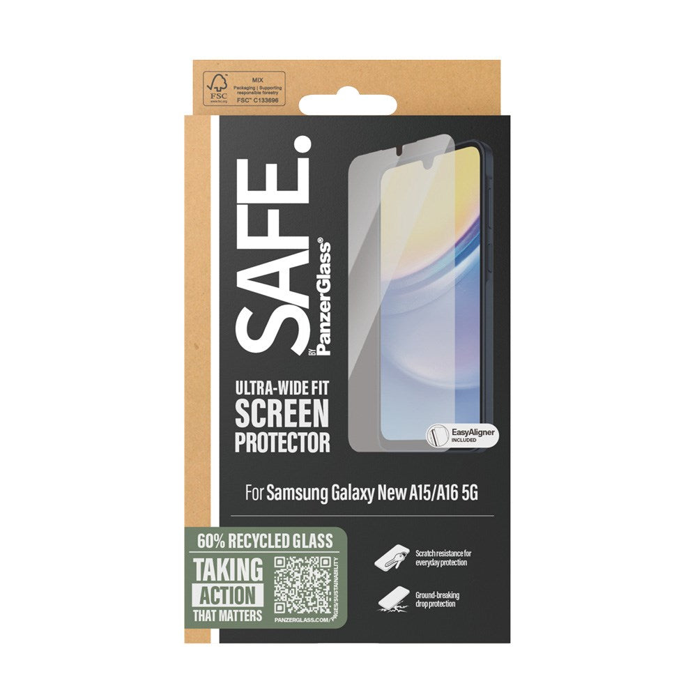 SAFE by PanzerGlass - Samsung Galaxy A16 Ultra-Wide Fit Skjermbeskyttelsesglass - Gjennomsiktig