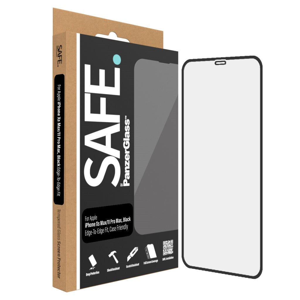 SAFE by PanzerGlass Edge-to-Edge Fit Skjermbeskyttelse - iPhone XS Max/iPhone 11 Pro Max - Gjennomsiktig/Svart Kant