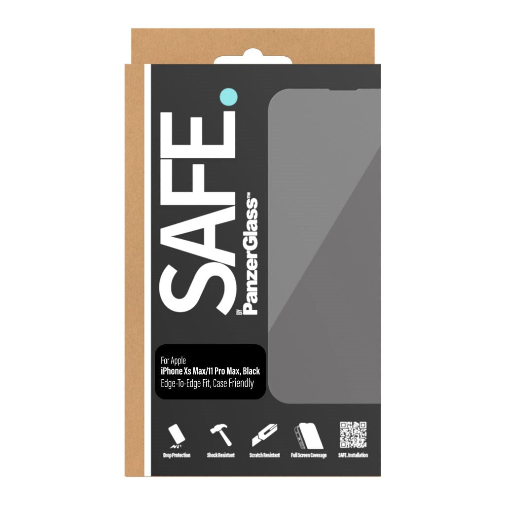 SAFE by PanzerGlass Edge-to-Edge Fit Skjermbeskyttelse - iPhone XS Max/iPhone 11 Pro Max - Gjennomsiktig/Svart Kant