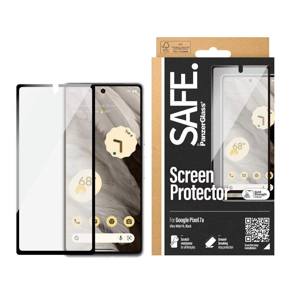 BULK - SAFE by PanzerGlass® 2-in-1 Pack Google Pixel 7A - Skjermbeskytter & TPU Deksel - Gjennomsiktig / Svart Kant