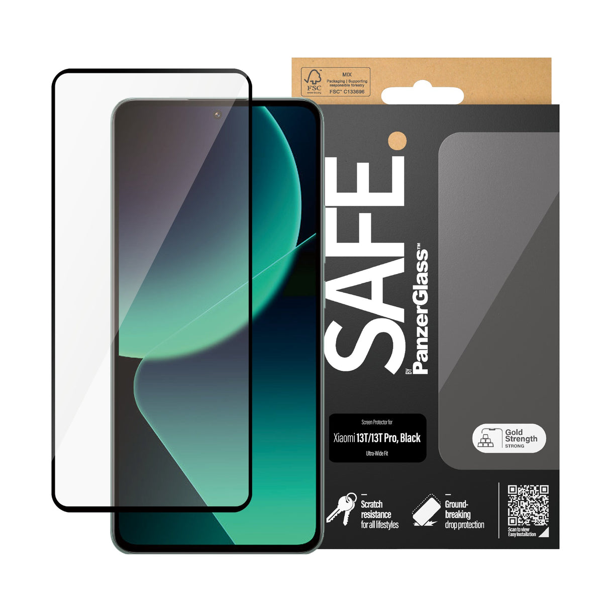 SAFE by PanzerGlass Xiaomi 13T/13T Pro Ultra-Wide Fit Skjermbeskyttelsesglass - Gjennomsiktig