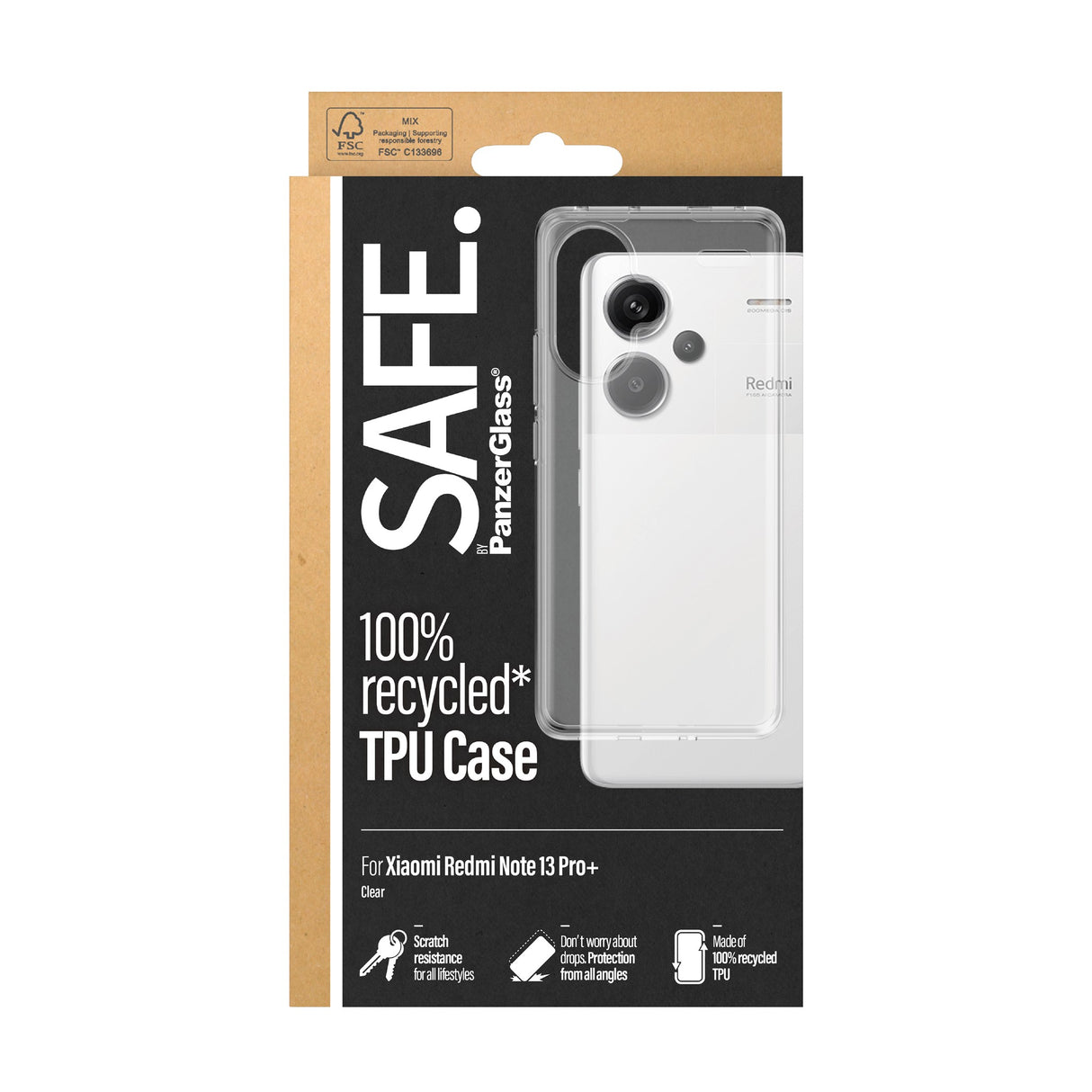 SAFE by PanzerGlass Xiaomi Redmi Note 13 Pro Plus Fleksibelt Plast Deksel - Gjennomsiktig