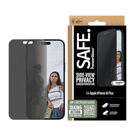 SAFE by PanzerGlass iPhone 15/16 Plus Ultra-Wide Fit Skjermbeskyttelsesglass - Privacy Funksjon - Gjennomsiktig