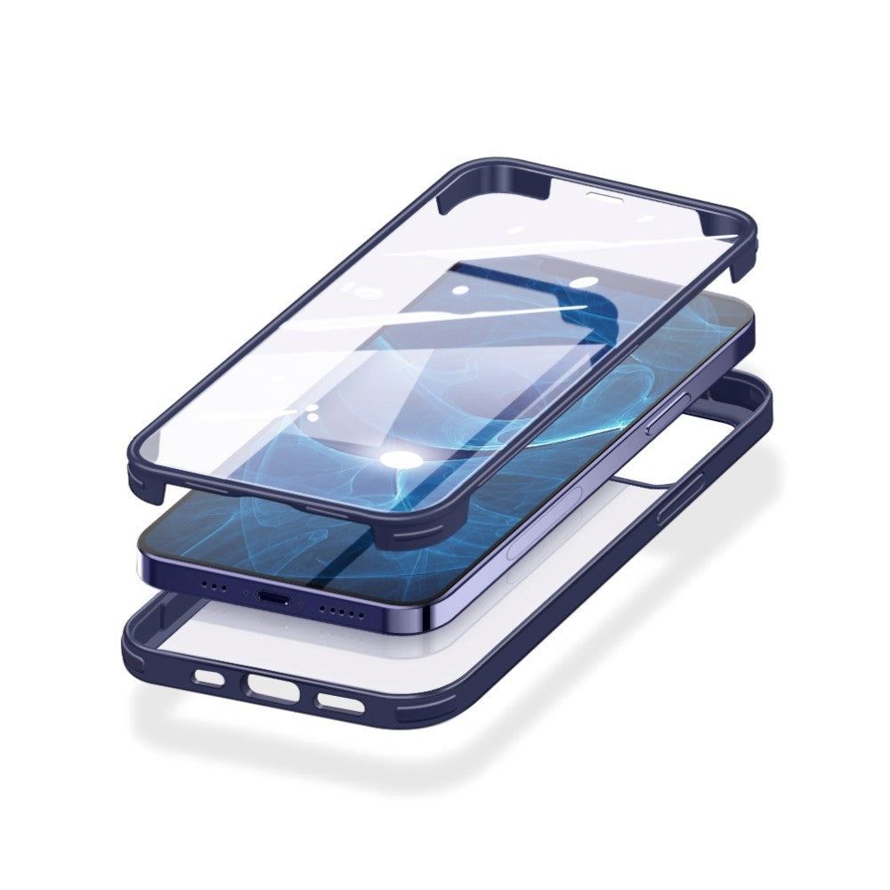 iPhone 12 / 12 Pro 360° Hybrid Deksel m. Glass Bakside og Forside - Sort