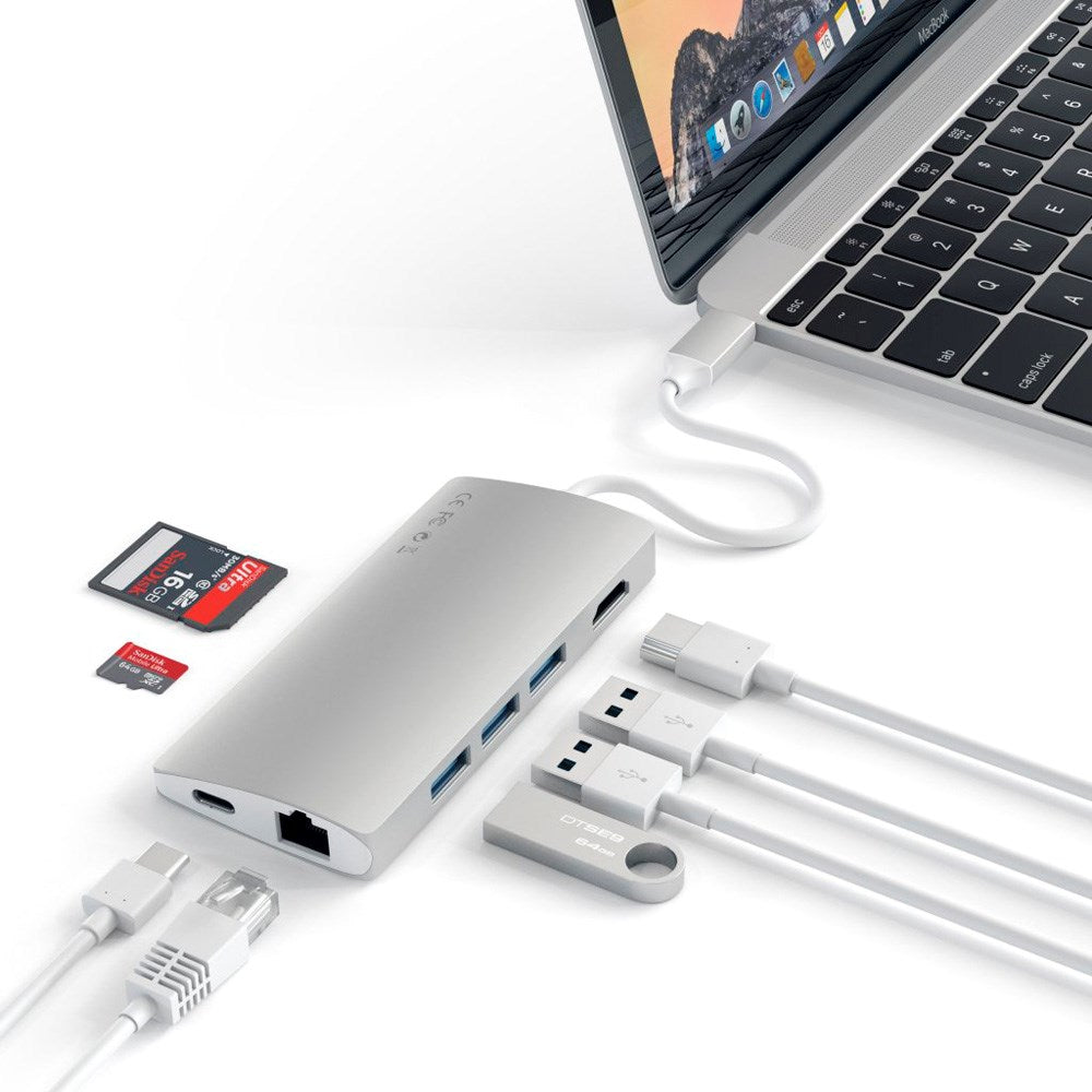 Satechi USB-C 4K HDMI Multiport Adapter Gigabit Ethernet V2 - Sølv