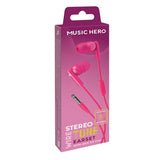 MUSIC HERO Tune Stereo In-Ear Hodetelefoner med 3,5 mm Jackstik og Mikrofon - Pink