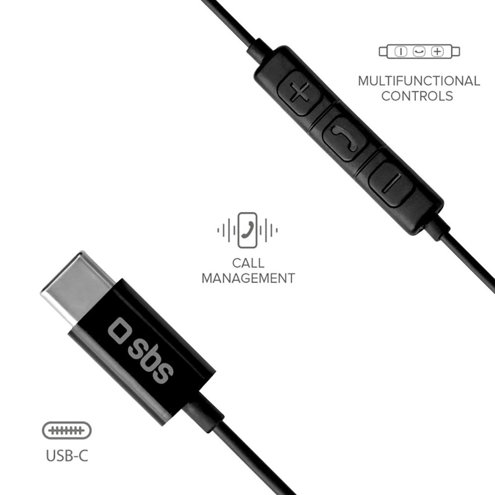 SBS Studio Mix 100c Hodetelefon In-Ear m. USB-C & Mikrofon - Svart