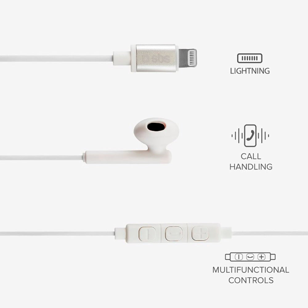 SBS Studio Mix 105 Hodetelefon In-Ear m. Lightning & Mikrofon - Hvit