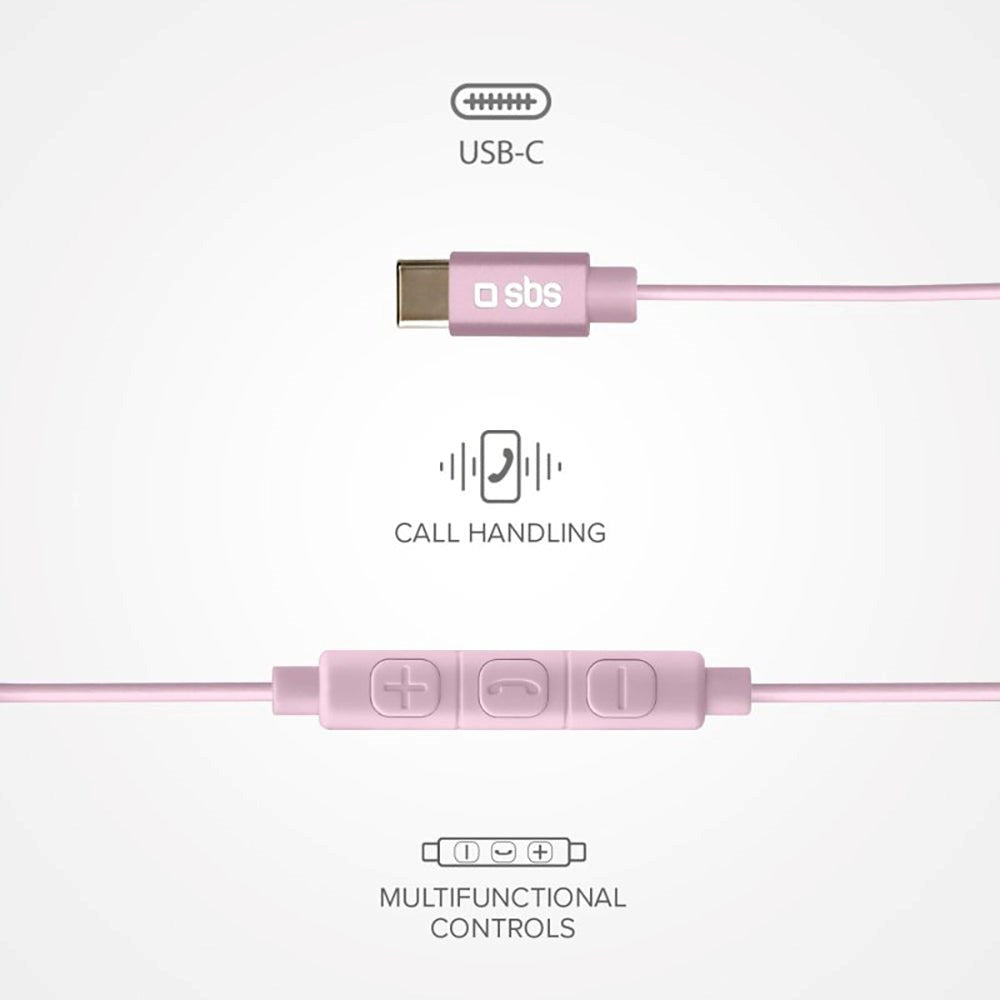 SBS Studio Mix 65 Hodetelefon In-Ear m. USB-C & Mikrofon - Pink