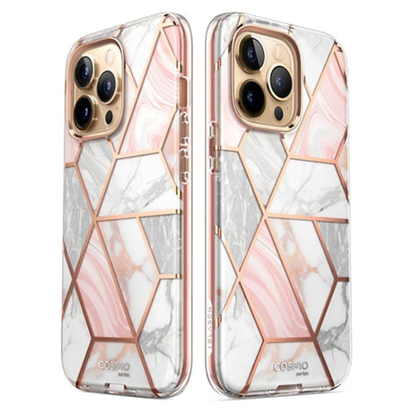 iPhone 14 Pro Max i-Blason Cosmo Marble Deksel m. Skjermbeskytter - Rosa