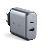 Satechi USB-C 30W PD Vegglader m. USB-A & USB-C - Space Grey