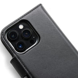 iPhone 13 Pro Max Trunk 2-i-1 Flip Deksel i Ekte Skinn m. Lommebok - Svart